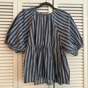 Old Navy off the shoulder blouse. Blue with white stripes